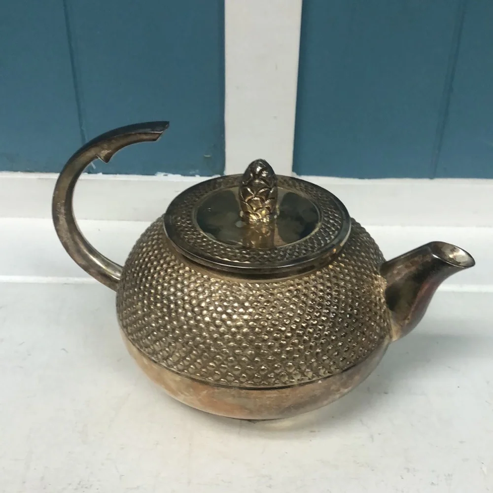 Vintage silver Plated hobnail Teapot Tea Coffee‎ Pot Handle Made in India